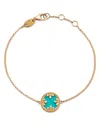 Roberto Coin 18k Yellow Gold Venetian Princess Turquoise, Mother Of Pearl, & Diamond Link Bracelet