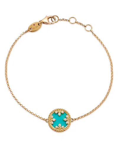 Roberto Coin 18k Yellow Gold Venetian Princess Turquoise, Mother Of Pearl, & Diamond Link Bracelet