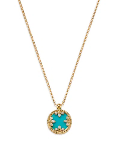 Roberto Coin 18k Yellow Gold Venetian Princess Medallion Turquoise, Mother Of Pearl, & Diamond Reversible Pendant