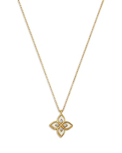 Roberto Coin 18k Yellow Gold Venetian Princess Mother Of Pearl & Diamond Flower Pendant Necklace, 16-17