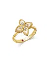 Roberto Coin 18k Yellow Gold Venetian Princess Mother Of Pearl & Diamond Flower Ring In Gold