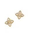 Roberto Coin 18k Yellow Gold Venetian Princess Mother Of Pearl & Diamond Flower Stud Earrings In Gold