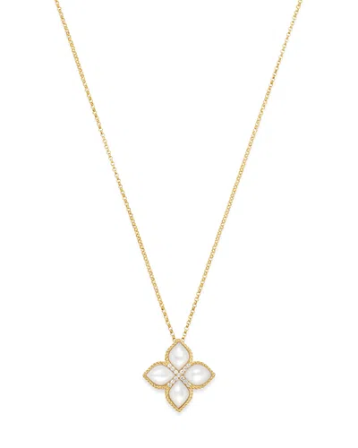 Roberto Coin 18k Yellow Gold Venetian Princess Mother-of-pearl & Diamond Pendant Necklace, 16 In White/gold