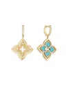 Roberto Coin 18k Yellow Gold Venetian Princess Pirouette Turquoise & Diamond Reversible Flower Drop Earrings In Blue/gold