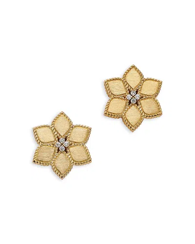 Roberto Coin 18k Yellow Gold Vernazza Diamond Flower Stud Earrings