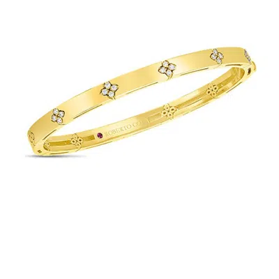 Roberto Coin 18k Yellow Gold W/ Diamond Accents Verona Narrow Width Bangle - 8882970aybax