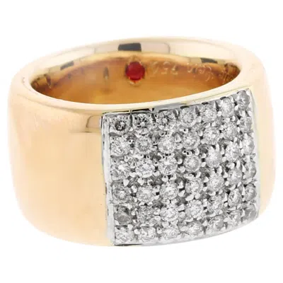 Pre-owned Roberto Coin 18kt Rose Gold And Wide Diamond Band In Red