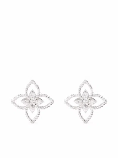 Roberto Coin 18kt White Gold Princess Flower Stud Earrings In Weiss