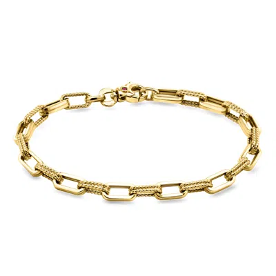 Roberto Coin 18kt Yellow Gold Alternating Fluted And Ridged Rectangular-link Bracelet