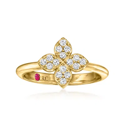 Roberto Coin .20 Ct. T.w. Diamond Flower Ring In 18kt Yellow Gold