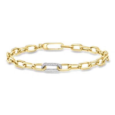 Roberto Coin .25 Ct. T.w. Diamond Paper Clip Link Bracelet In 18kt Two-tone Gold In Gold,silver