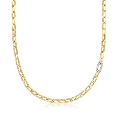 Roberto Coin .25 Ct. T.w. Diamond Paper Clip Link Necklace In 18kt Two-tone Gold In Gold,silver