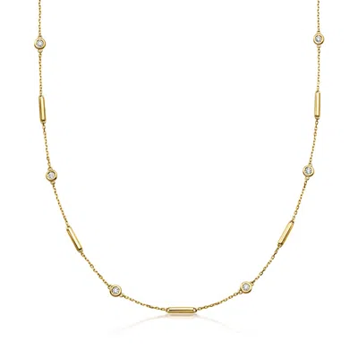 Roberto Coin .33 Ct. T.w. Bezel-set Diamond And 18kt Yellow Gold Bar Station Necklace