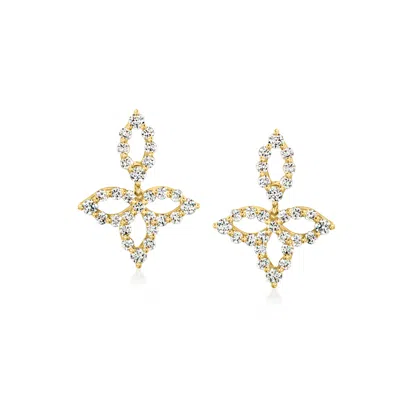Roberto Coin .33 Ct. T.w. Diamond Flower Earrings In 18kt Yellow Gold