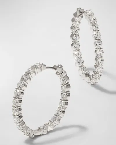 Roberto Coin 35mm White Gold Diamond Hoop Earrings, 7.21ct In Metallic