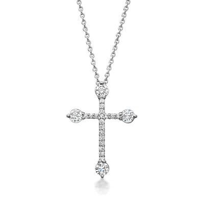 Roberto Coin .40 Ct. T.w. Diamond Cross Pendant Necklace In 18kt White Gold In Silver