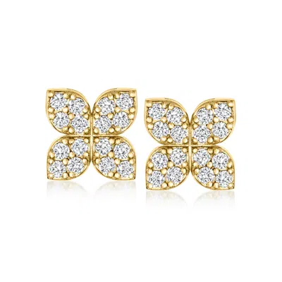Roberto Coin .40 Ct. T.w. Diamond Flower Earrings In 18kt Yellow Gold