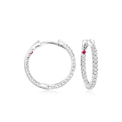 Roberto Coin .40 Ct. T.w. Diamond Inside-outside Hoop Earrings In 18kt White Gold In Silver
