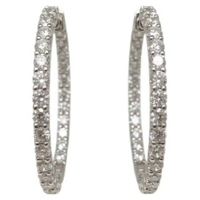Pre-owned Roberto Coin 6 Carat Diamond Hoop Earrings In 18k White Gold