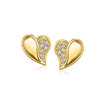 Roberto Coin "amorino" Diamond Heart Earrings In 18kt Yellow Gold