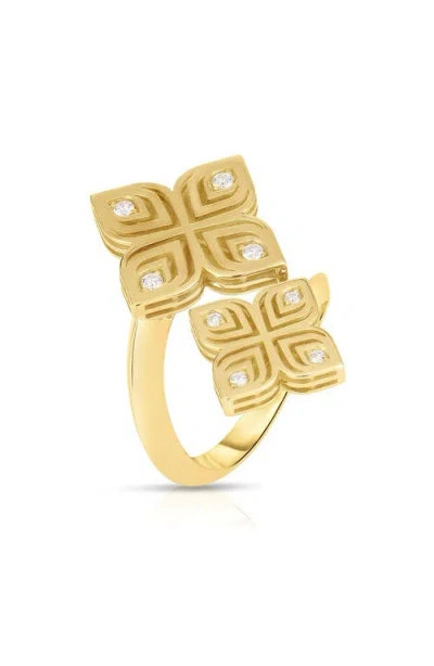 Roberto Coin Arabesque Flowers Diamond Ring In Gold
