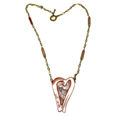 Pre-owned Roberto Coin Ariel´s Heart Of Hope Mop And 18k Yellow Gold Heart Pendant