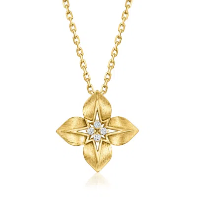 Roberto Coin "aurora" Diamond Flower Necklace In 18kt Yellow Gold