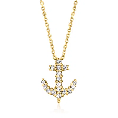 Pre-owned Roberto Coin C. 1990 Vintage  .25 Ct. T.w. Diamond Anchor Necklace In 18kt Yellow Gold