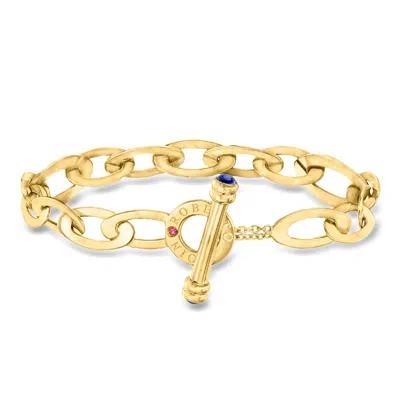 Pre-owned Roberto Coin C. 1990 Vintage  .30 Ct. T.w. Synthetic Sapphire Oval-link Toggle Bracelet With Single S In Gold