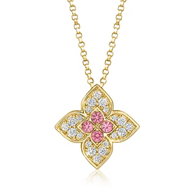 Roberto Coin "carnevale" .18 Ct. T.w. Diamond Necklace With .10 Ct. T.w. Pink Rubellites In 18kt Yellow Gold