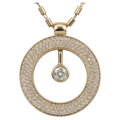Pre-owned Roberto Coin Cento 3 Carat Diamond 18k Yellow Gold Pendant Necklace