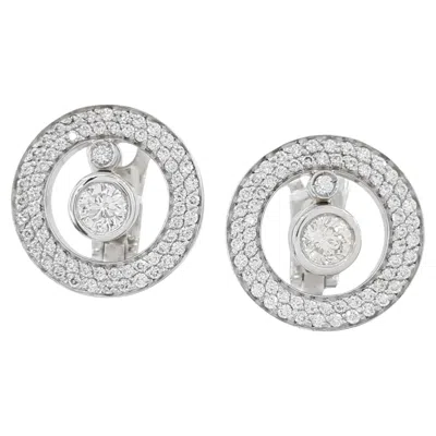 Pre-owned Roberto Coin Cento Collection Diamond Circle Earrings In 18k White Gold