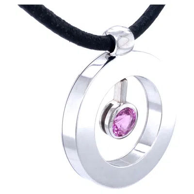 Pre-owned Roberto Coin Cento Pink Sapphire Necklace In 18k White Gold