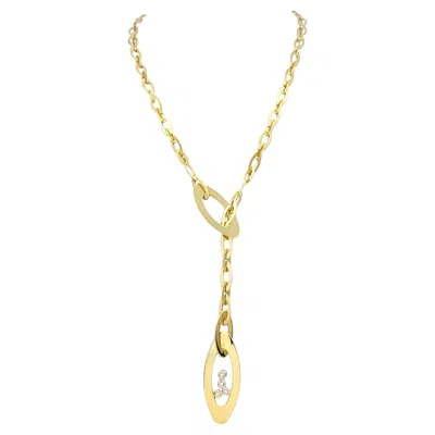 Pre-owned Roberto Coin Chic & Shine Diamond Lariat Style Necklace In 18 Karat Yellow Gold