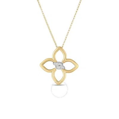 Roberto Coin Cialoma Medium Diamond Flower Necklace In Yellow And White Gold - 8883409aj17x