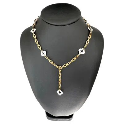 Pre-owned Roberto Coin Clover Chic And Shine Gold Links Necklace In Multi