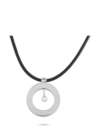 Pre-owned Roberto Coin Diamond And Ruby Necklace In Silver