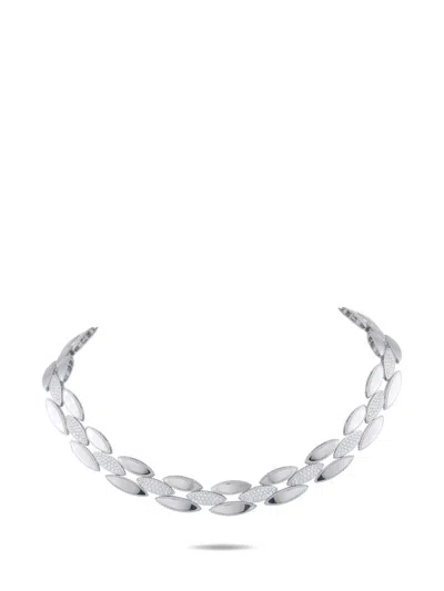 Pre-owned Roberto Coin Diamond Choker Necklace In Silver