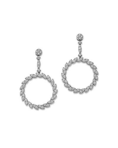 Roberto Coin Diamond Circle Drop Earrings In 18k White Gold