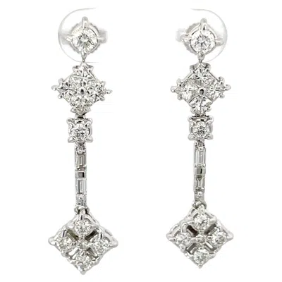 Pre-owned Roberto Coin Diamond Dangle Earrings 18k White Gold