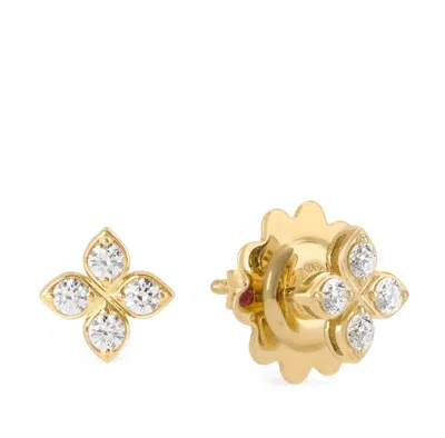 Roberto Coin Diamond Floral Studs Earrings In Gold