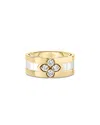 Roberto Coin Diamond Flower & Mother Of Pearl Band Ring In 18k Yellow Gold, 0.32 Tcw In Gold