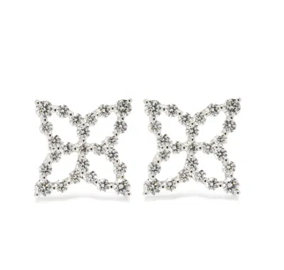 Roberto Coin Diamond Flower Earrings In White Gold