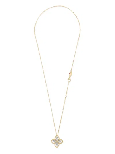 Roberto Coin Diamond Flower Pendant Necklace In Gold