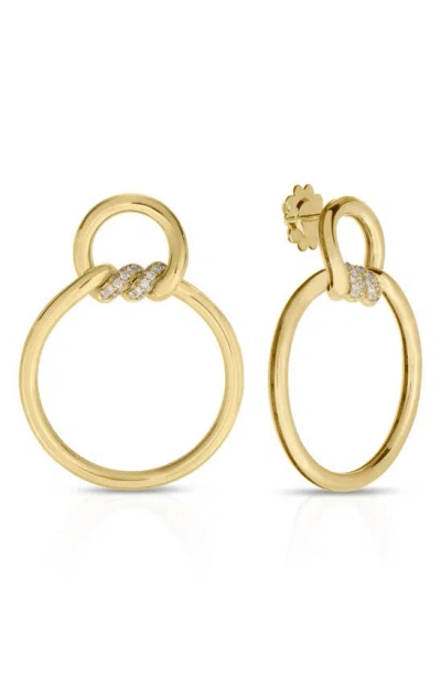 Roberto Coin Diamond Frontal Hoop Earrings In Gold