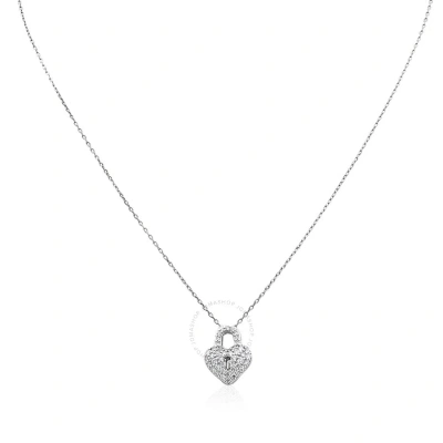 Roberto Coin Diamond Heart Lock Necklace In 18k White Gold - 002135awchx0 In Metallic