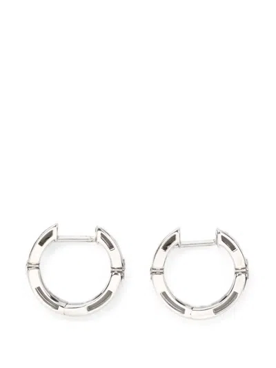 Roberto Coin Diamond Hoop Earrings In Silver