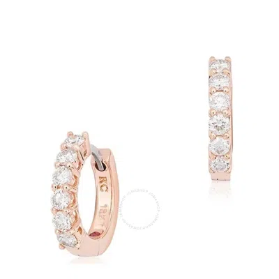 Roberto Coin Diamond Huggie Hoop Earrings In Rose Gold In Pink