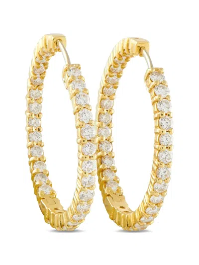 Pre-owned Roberto Coin Diamond Inside-out Hoop Earrings In Yellow