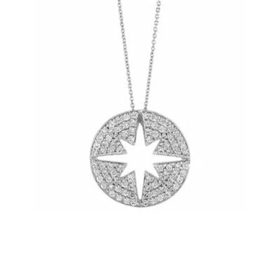 Roberto Coin Diamond Pav Starburst Cutout Disc Pendant In White Gold